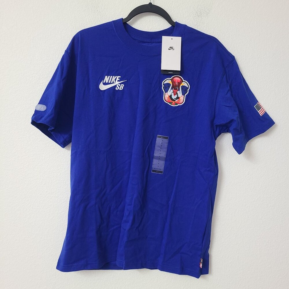 Nike SB Team USA 2024 Olympics Skate Logo T-Shirt FZ8935-417 Size S Blue